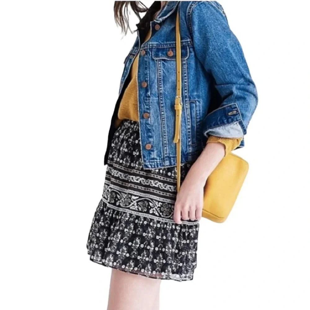 Madewell Artisan Floral Mini Skirt Black Print Size XS - Picture 10 of 10